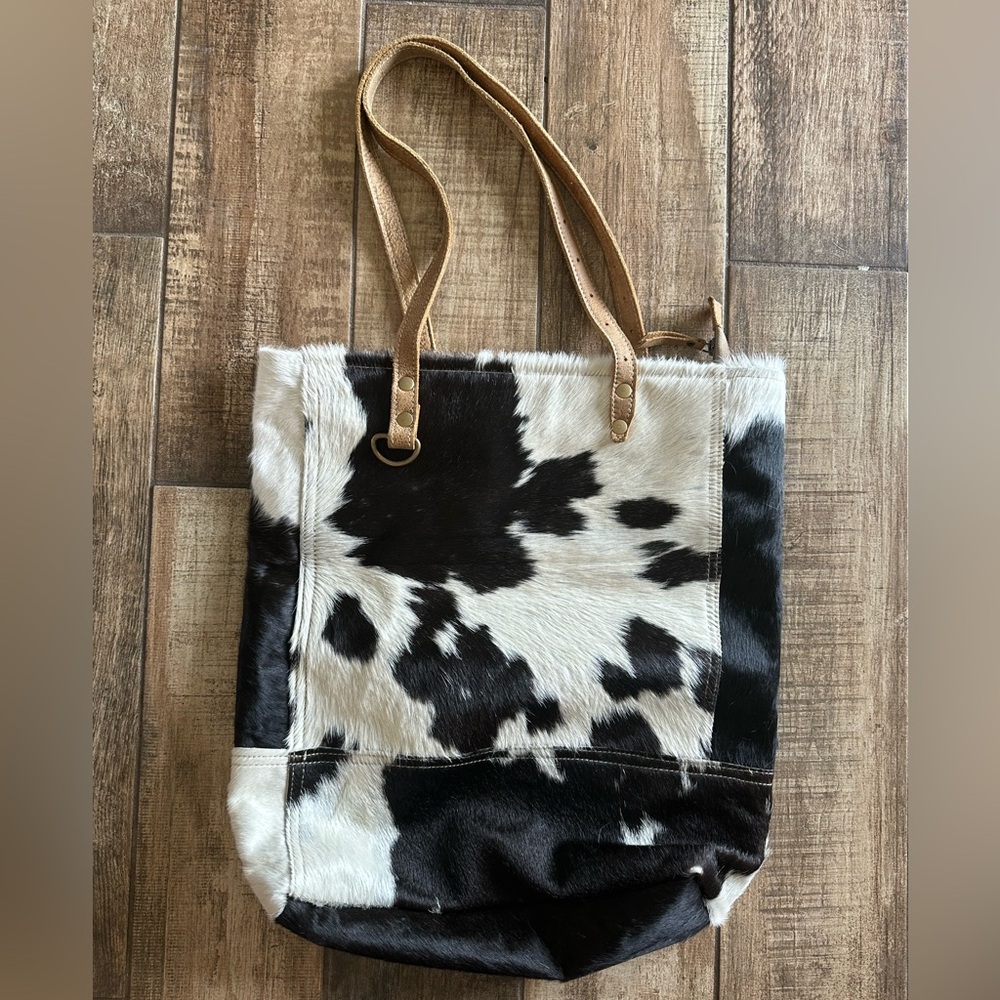 Myra Bag Black and White Cowhide Shoulder Bag